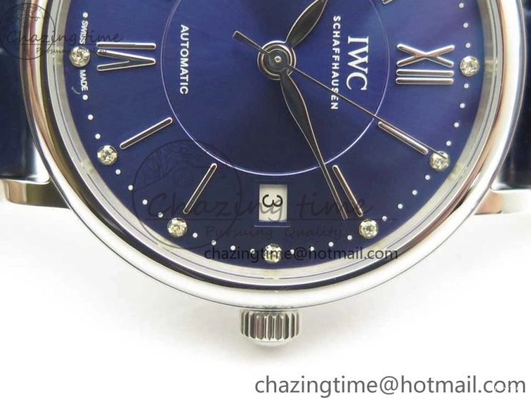 MIROTIME 0102 Portofino IW458101 SS MK 1:1 Best Edition Blue Dial On Blue Leather Strap MIYOTA MoistureWicking 7168